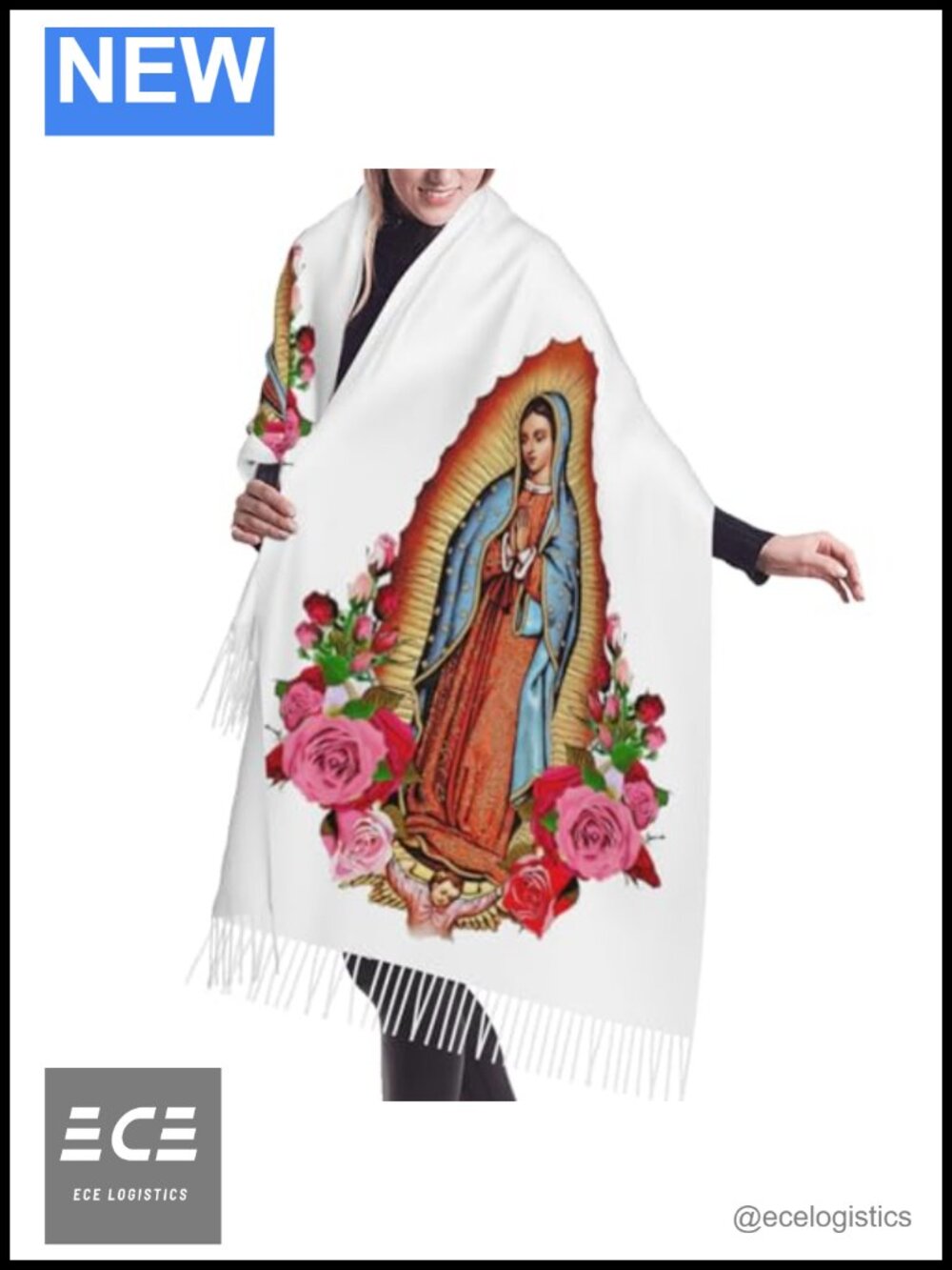 Faux Cashmere Pashmina Wrap Large Tassel Scarf Shawl for Women